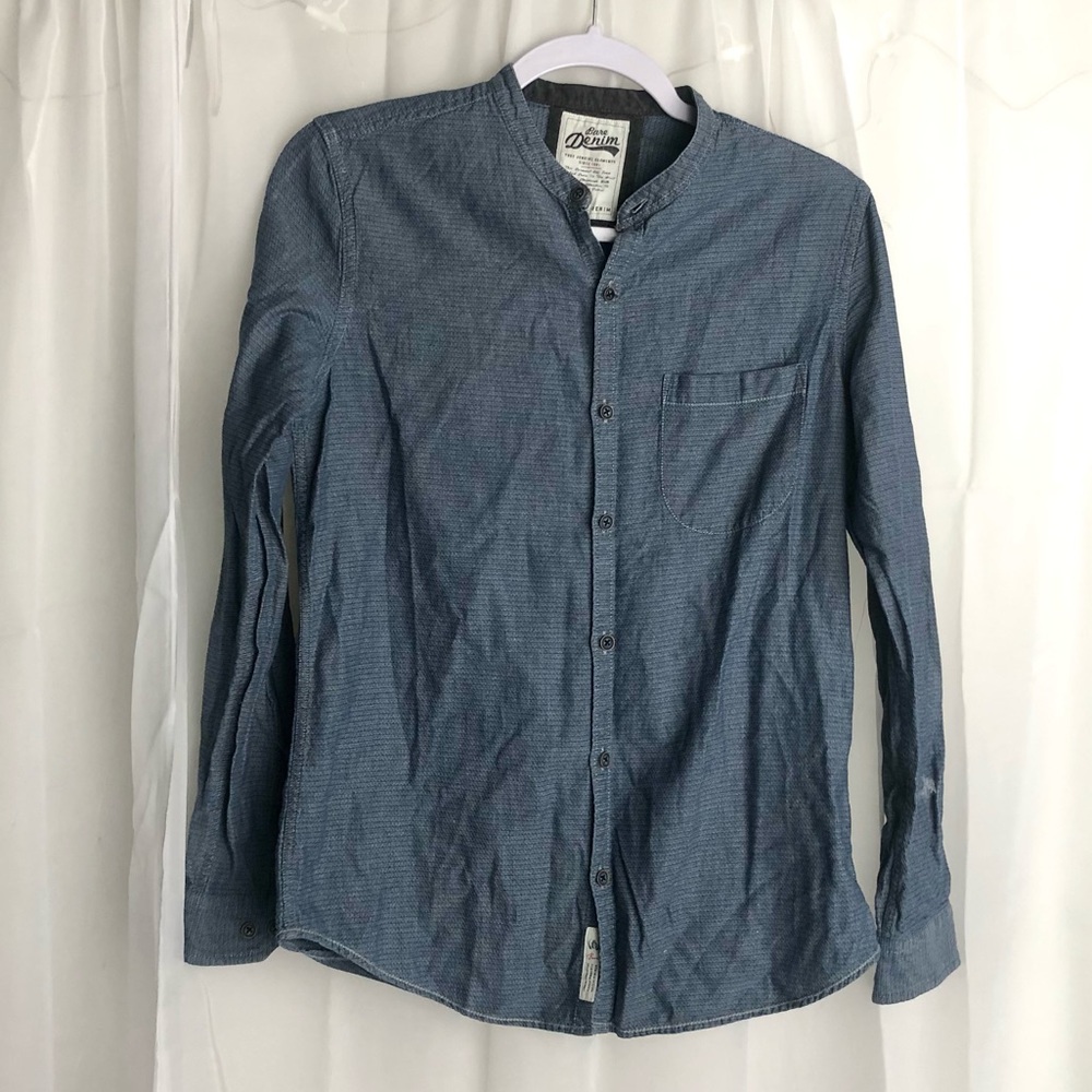Bare Denim Men's Blue Denim Button Down Shirt Size 39